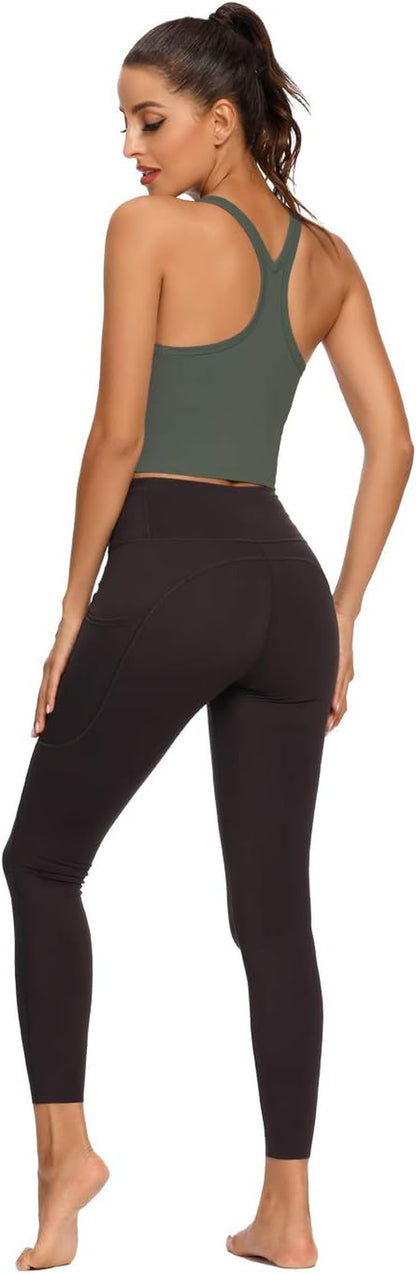 Workout Crop Tops for Women Athletic Tank Tops with Built in Bra Supportive Sports Bra