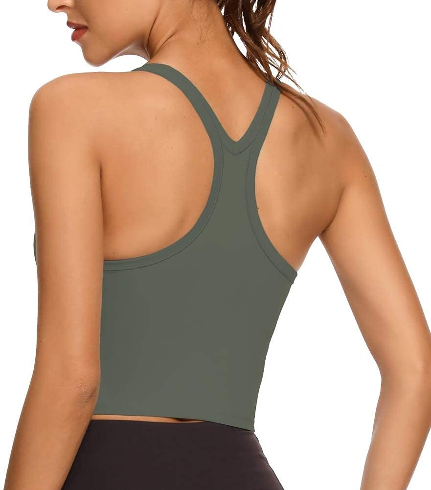 Workout Crop Tops for Women Athletic Tank Tops with Built in Bra Supportive Sports Bra